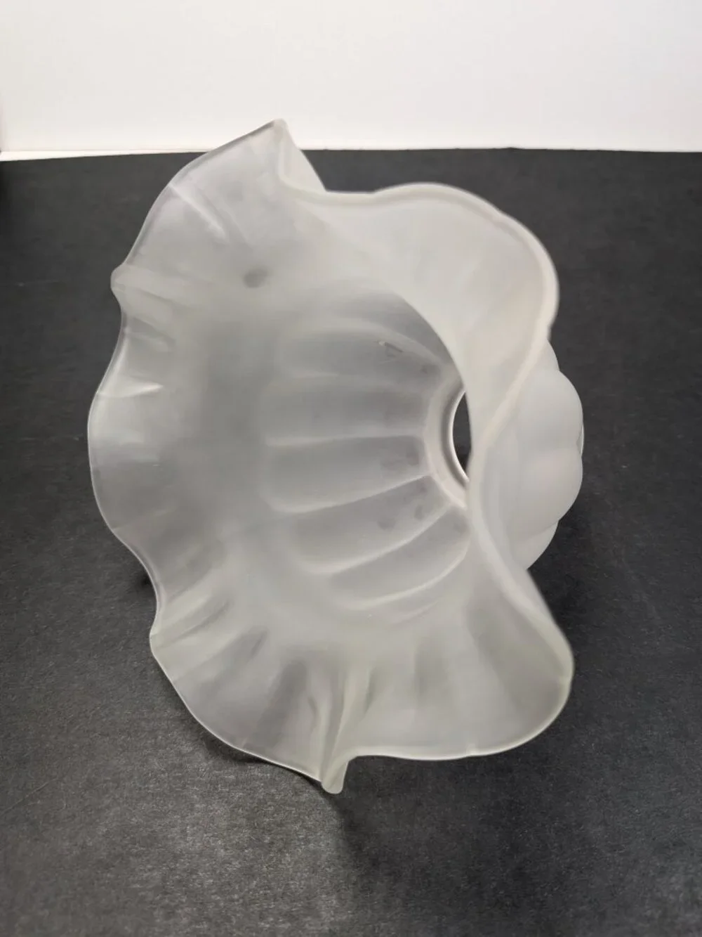 Frosted Glass Tulip Light Shade Replacement Ruffled Fluted Edge DIY craft proj.